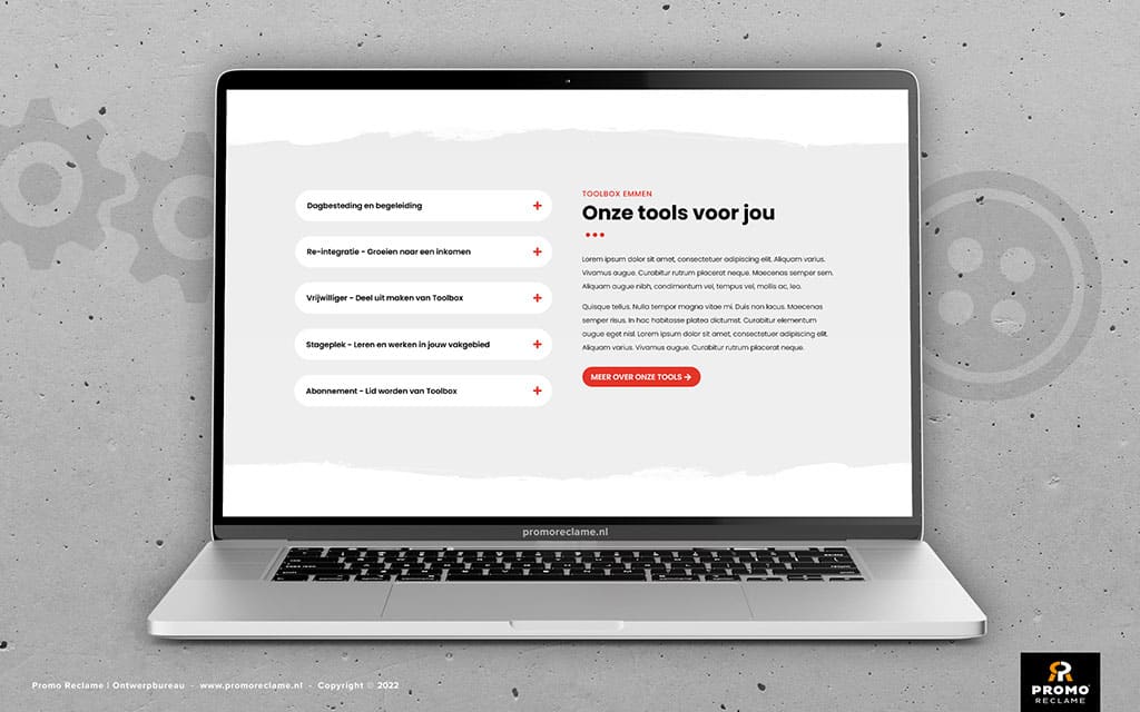 Website ontwerp voor Toolbox Emmen
