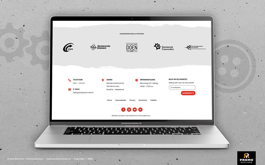 Website ontwerp voor Toolbox Emmen